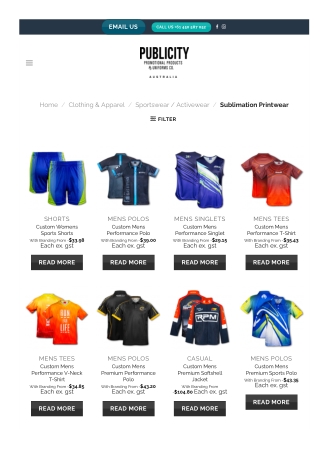 Buy promotional and custom printed sportswear and activewear online in Australia