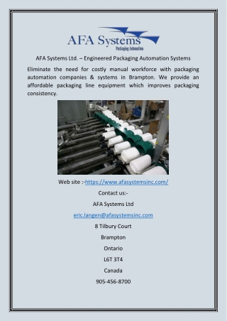 AFA Systems Ltd. – Engineered Packaging Automation Systems