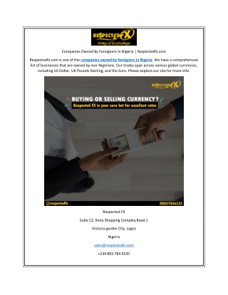 Companies Owned By Foreigners In Nigeria | Respectedfx.com