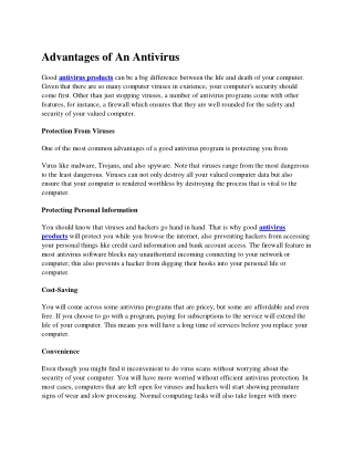 Advantages Of An Antivirus