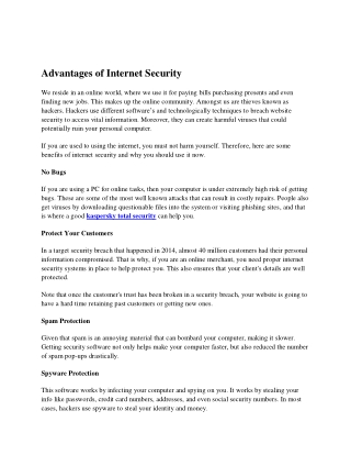 Advantages Of Internet Security