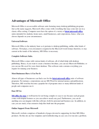 Advantages Of Microsoft Office