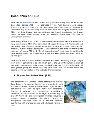 Best RPG Games On PS5  Universal PlayStation