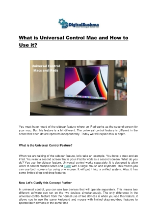What is Universal Control Mac and How to Use it?