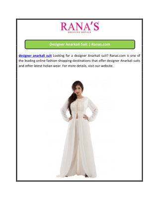 Designer Anarkali Suit | Ranas.com