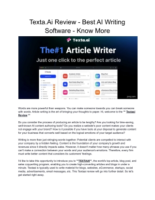 Texta.Ai Review - AI Writing Software With APPSumo Deal - Know More