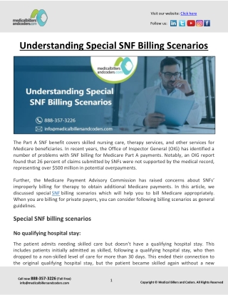 Understanding Special SNF Billing Scenarios