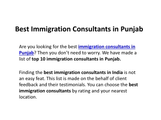 Best Immigration Consultants in Punjab