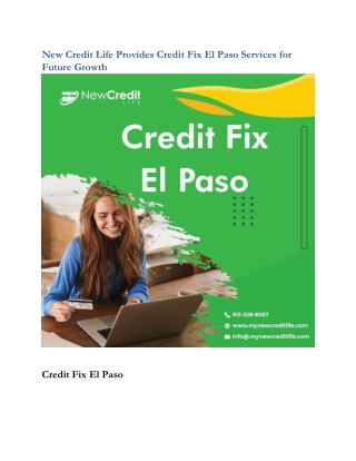 New Credit Life Provides Credit Fix El Paso Services for Future Growth