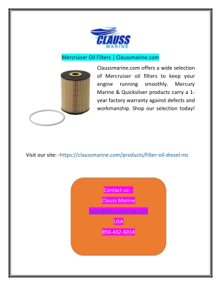Mercruiser Oil Filters  Claussmarinecom