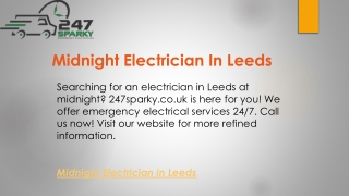 Midnight Electrician In Leeds  247sparky.co.uk