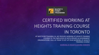 Certified Working at Heights Training Course in Toronto