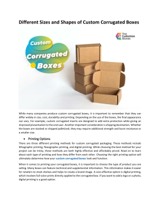 Different Sizes and Shapes of Custom Corrugated Boxes