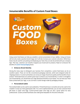 Innumerable Benefits of Custom Food Boxes