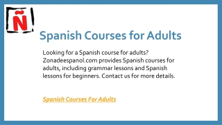 Spanish Courses for Adults  Zonadeespanol.com
