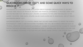 Tips and tricks to remove QuickBooks Error 15271 from the screen