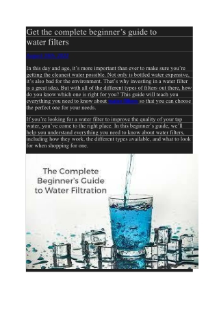 Get the complete beginner’s guide to water filters