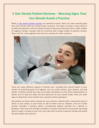 5 Star Dental Patient Reviews - Warning Signs That You Should Avoid a Practice