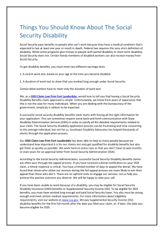 Things You Should Know About The Social Security Disability