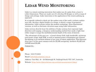 Lidar Wind Monitoring