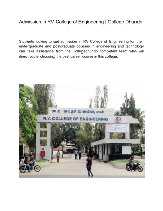 Admission in RV College of Engineering  | College Dhundo