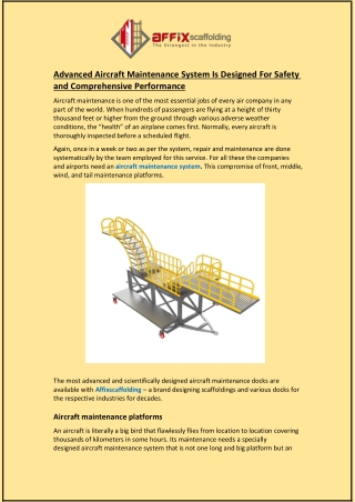 Advanced Aircraft Maintenance System Is Designed For Safety and Comprehensive