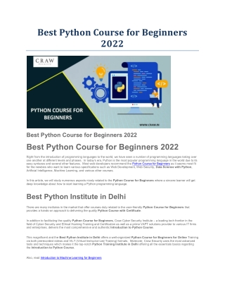 Best Python Course for Beginners 2022