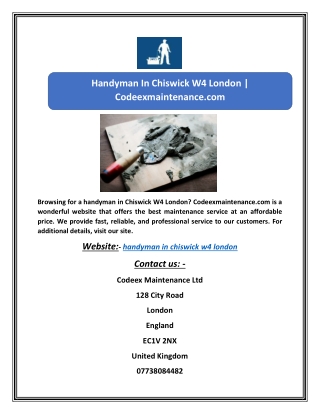 Handyman In Chiswick W4 London | Codeexmaintenance.com