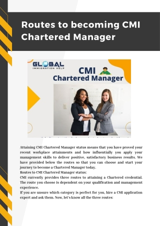 Routes to becoming CMI Chartered Manager