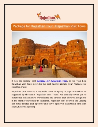 Package for Rajasthan Tour | Rajasthan Visit Tours