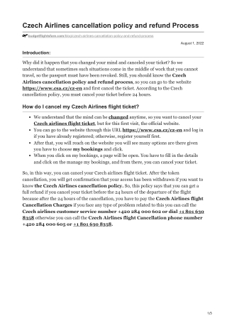 Czech Airlines cancellation policy and refund Process