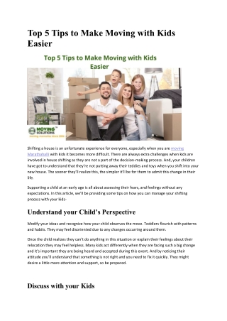Top 5 Tips to Make Moving with Kids Easier