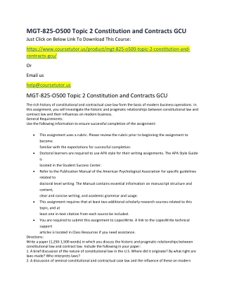 MGT-825-O500 Topic 2 Constitution and Contracts GCU