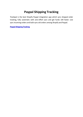 Paypal Shipping Tracking