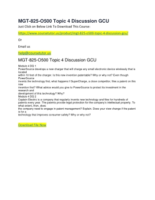 MGT-825-O500 Topic 4 Discussion GCU
