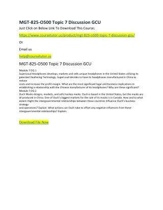 MGT-825-O500 Topic 7 Discussion GCU