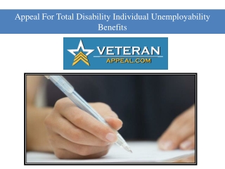 Appeal For Total Disability Individual Unemployability Benefits