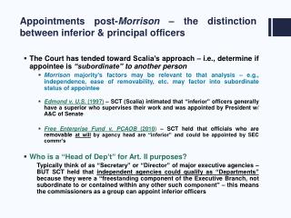 Appointments post- Morrison – the distinction between inferior &amp; principal officers
