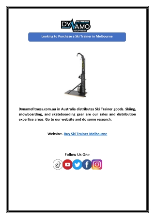Looking to Purchase a Ski Trainer in Melbourne