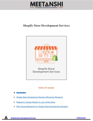 Shopify Store Development Services