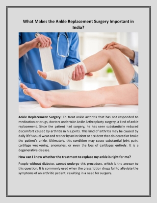 What Makes the Ankle Replacement Surgery Important in India?