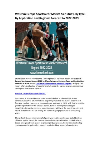 Western Europe Sportswear Market Research Report 2022-2029