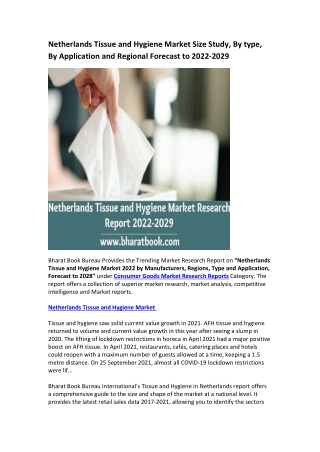 Netherlands Tissue and Hygiene Market Research Report 2022-2029