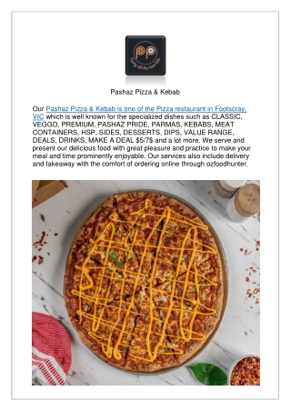 5% off - Pashaz Pizza & Kebab Delivery Footscray, VIC