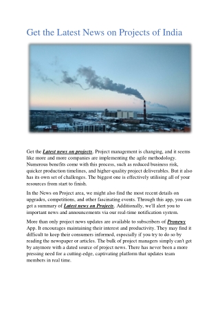 Get the Latest News on Projects of India