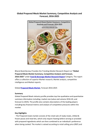 Global Prepared Meals Market Summary, Competitive Analysis and Forecast, 2016-2025
