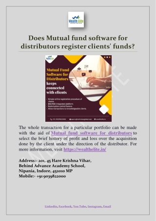 Does Mutual fund software for distributors register clients' funds