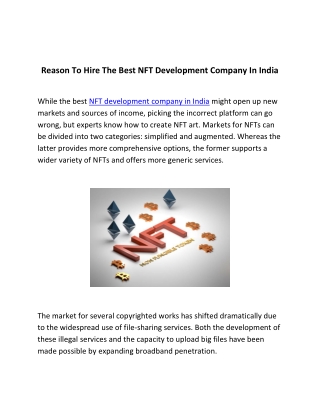 Reason To Hire The Best NFT Development Company In India