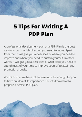 5 Tips For Writing A PDP Plan