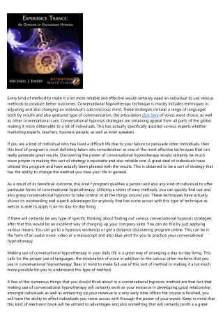 Intensifying Your Human Relationships With Conversational Hypnotherapy Technique